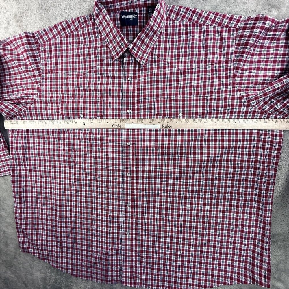 Vintage Wrangler Shirt Mens Big 4X Red Plaid Western Snap Button Long Sleeve - Picture 7 of 15